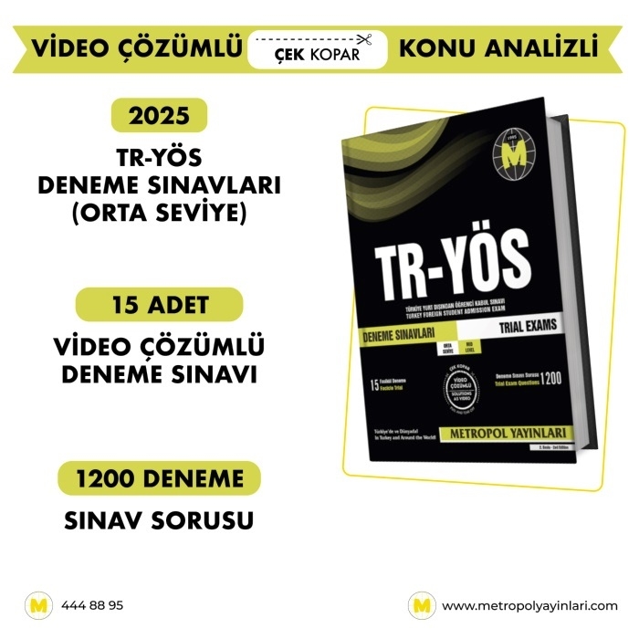 TR‑YÖS Orta Seviye Deneme Sınavları–15 Fasikül - Metropol Yayınları