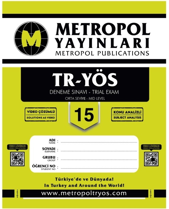 TR‑YÖS Orta Seviye Deneme Sınavları–15 Fasikül - Metropol Yayınları