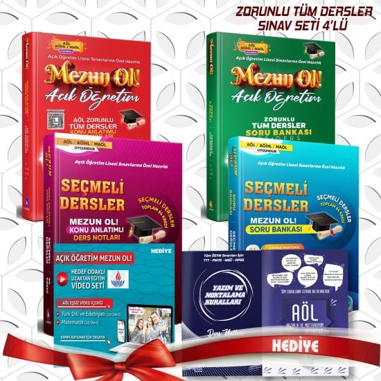 4’lü Ful AÖL Sınav Seti | Zorunlu + Seçmeli Dersler | Mezun OL | Liyakat Yayınları