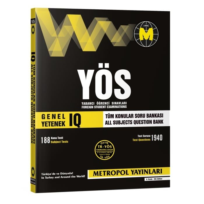 TR-YÖS Set-4 | İleri Seviye Tüm Dersler Soru Bankası Seti | Metropol Yayınları
