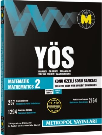 TR-YÖS Set-2 | Başlangıç Seviyesi Tüm Dersler Soru Bankası Seti | Metropol Yayınları