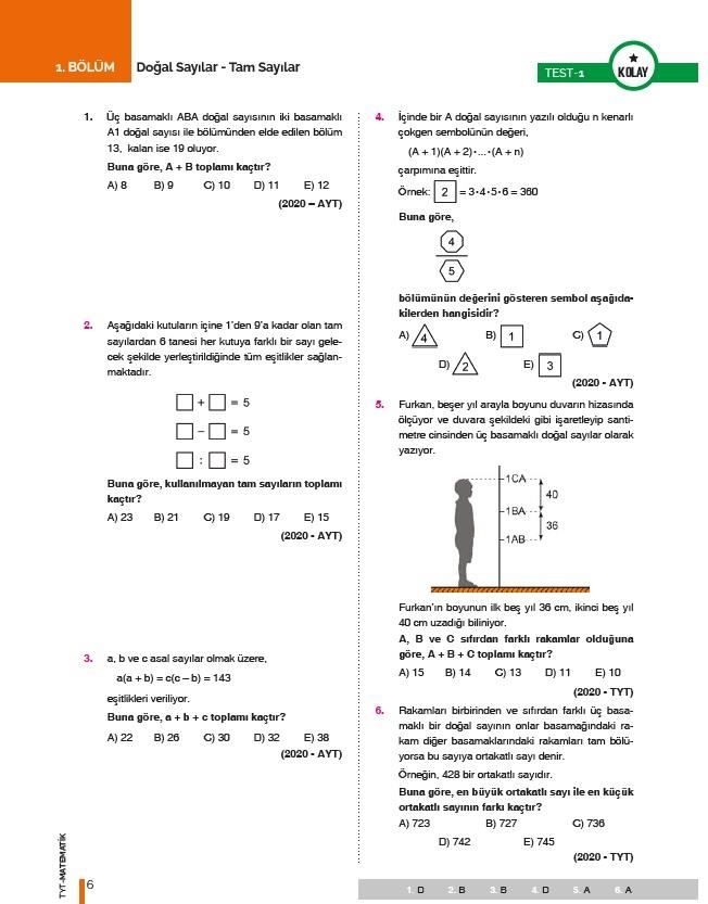 TYT Matematik Konularına ve Zorluk Derecesine Göre Çıkmış Sorular | A Yayınları