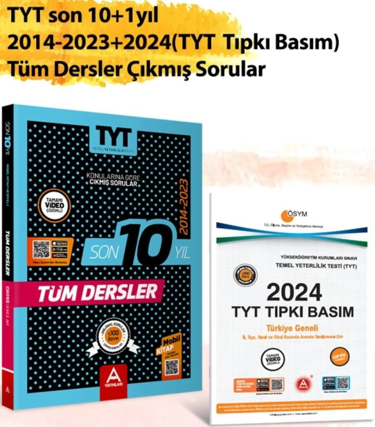 Son 10+1 Yıl TYT Çıkmış Sorular (2014-2024) | Tüm Dersler & Tıpkı Basım | A Yayınları